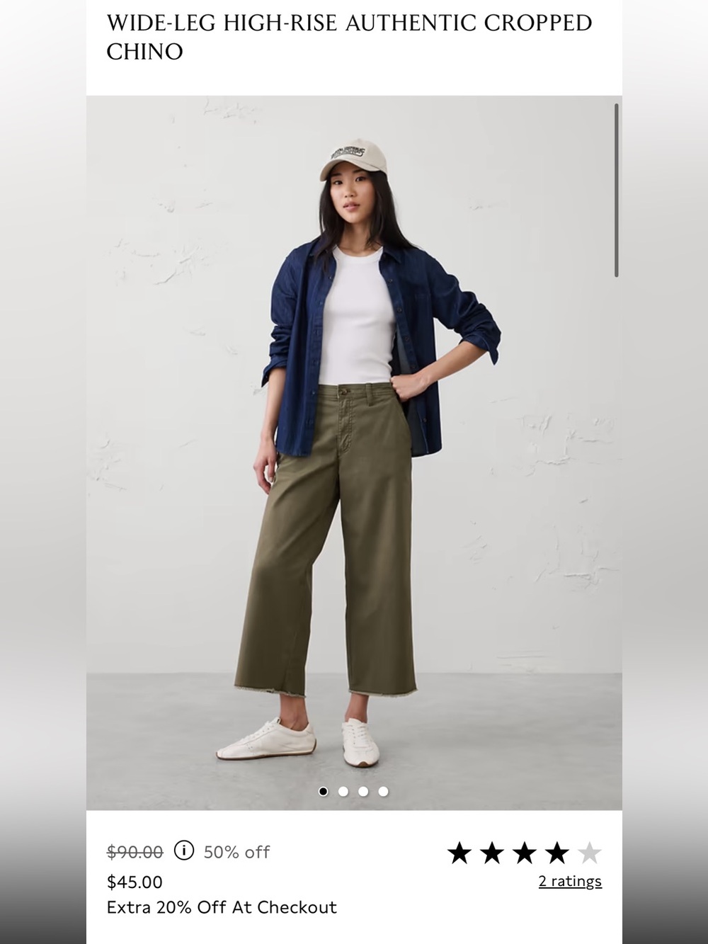 Banana Republic size 10 WIDE-LEG HIGH-RISE AUTHENTIC CROPPED CHINO pants